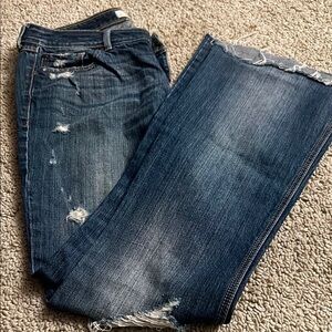 Abercrombie & Fitch Blue Straight Leg Jeans with Distressed Details 335